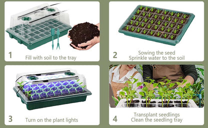 2 Packs - Seed Starter Tray with Grow Light